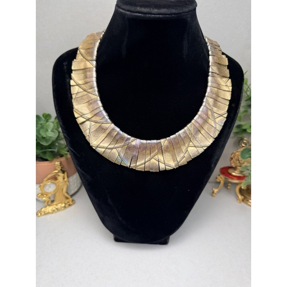 Les Bernard Cleopatra Collar Runway Gold Tone Statement Choker Unsigned